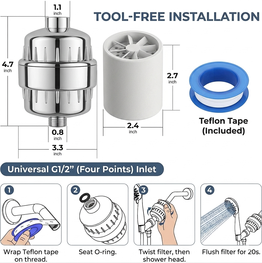 Shower Head Filter for Hard Water